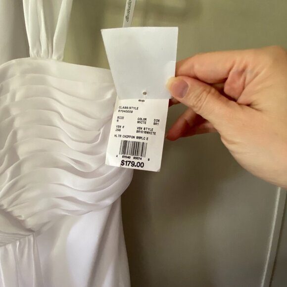 NWT Davids Bridal Halter Chiffon Wedding Dress Size 6 Empire Waist Sweetheart - Picture 7 of 16